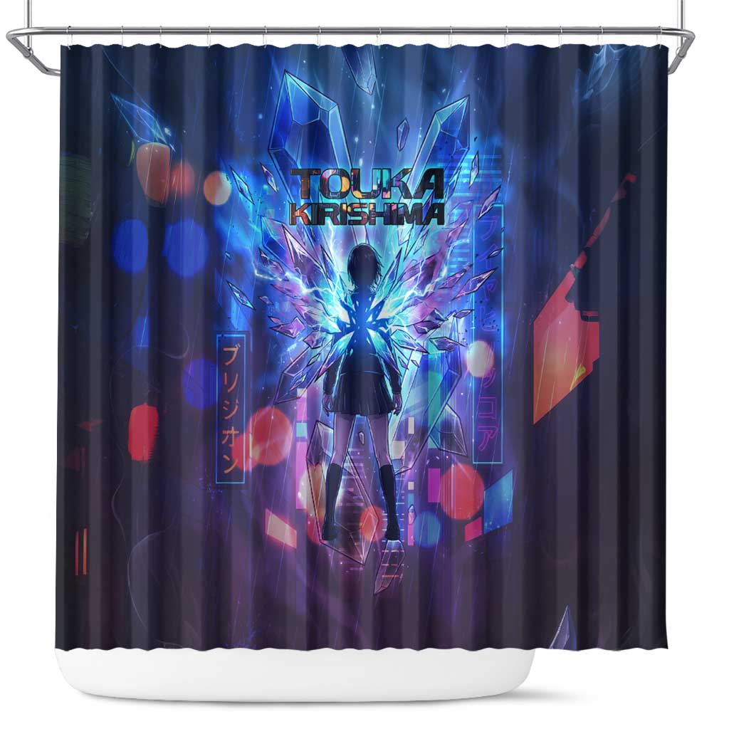 Touka Kirishima Tokyo Ghoul Shower Curtain Cyberpunk Neon Style with Crystal Wings Effect