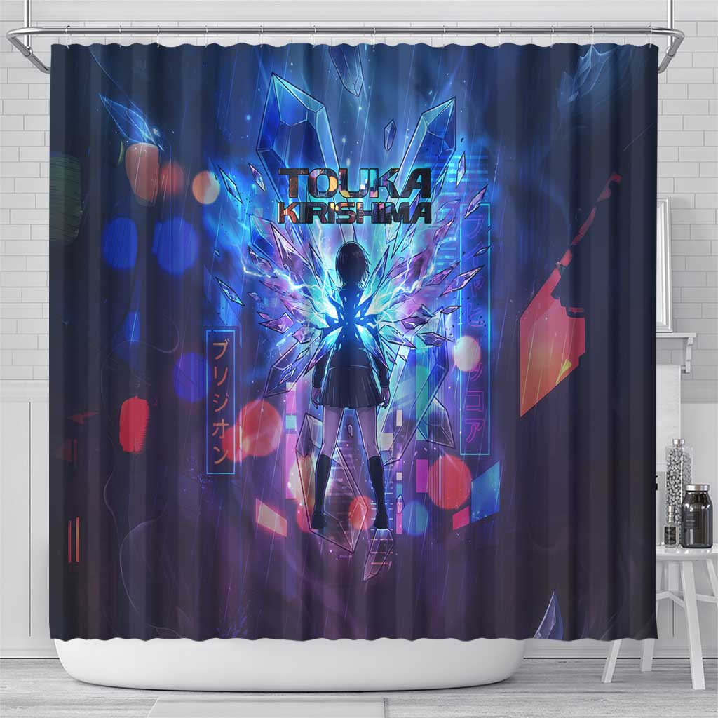 Touka Kirishima Tokyo Ghoul Shower Curtain Cyberpunk Neon Style with Crystal Wings Effect