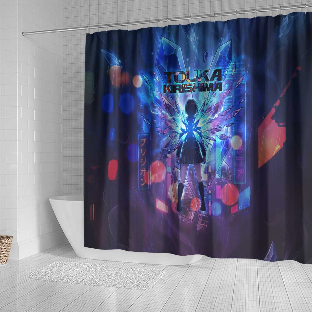 Touka Kirishima Tokyo Ghoul Shower Curtain Cyberpunk Neon Style with Crystal Wings Effect