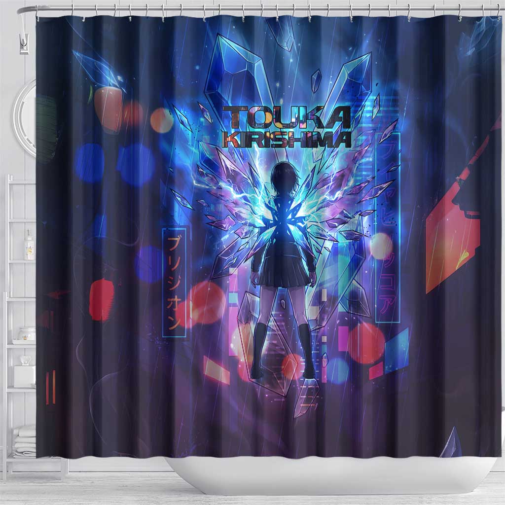 Touka Kirishima Tokyo Ghoul Shower Curtain Cyberpunk Neon Style with Crystal Wings Effect