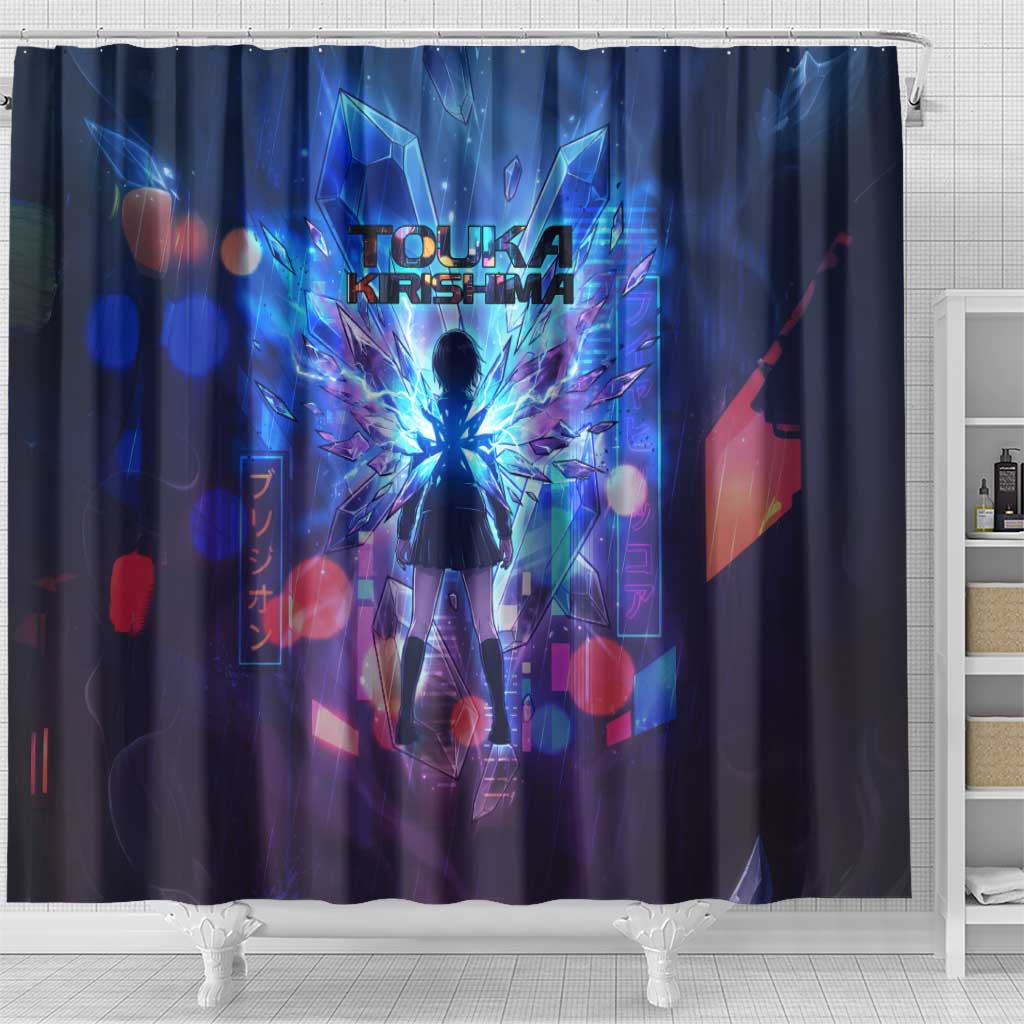 Touka Kirishima Tokyo Ghoul Shower Curtain Cyberpunk Neon Style with Crystal Wings Effect