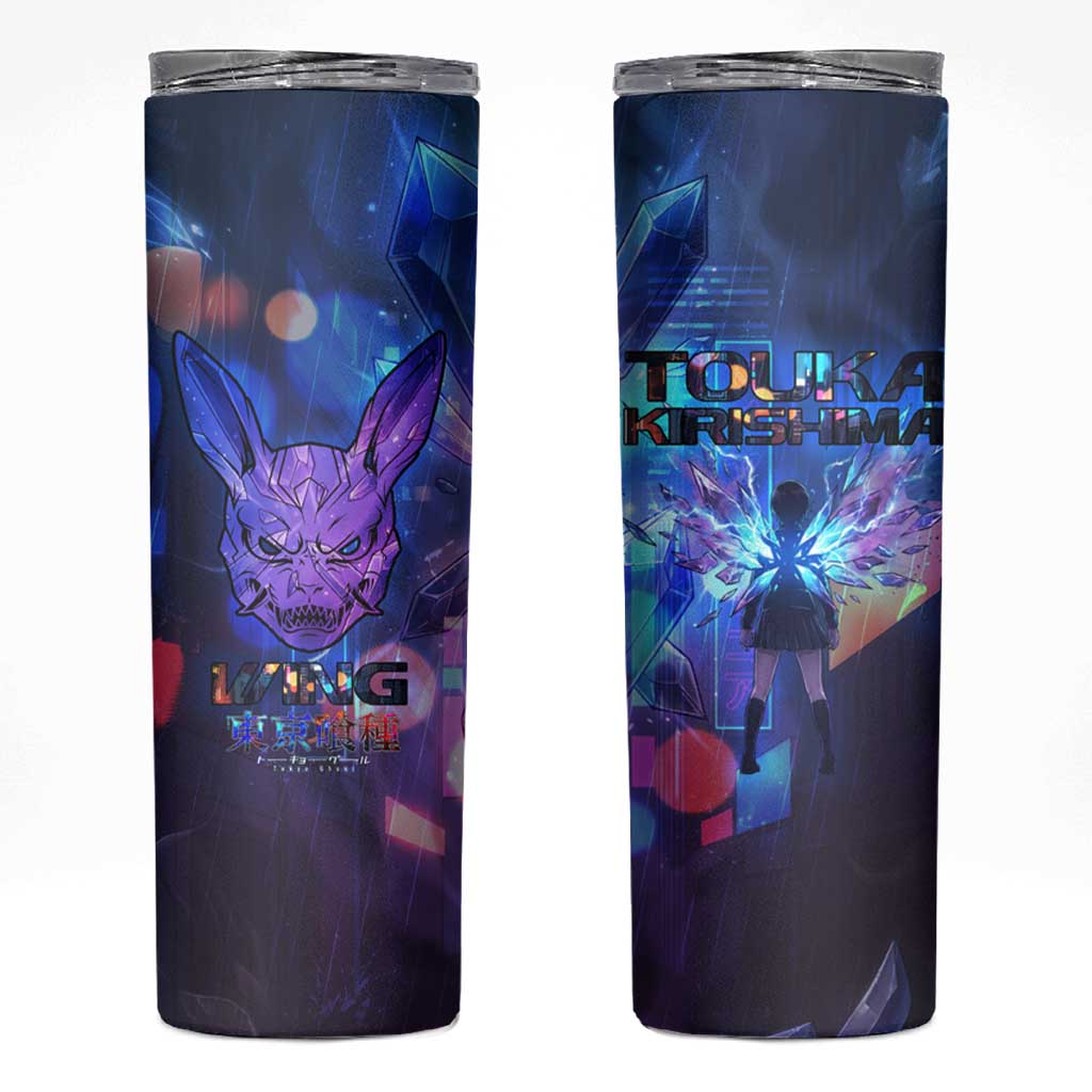 Touka Kirishima Tokyo Ghoul Skinny Tumbler Cyberpunk Neon Style with Crystal Wings Effect