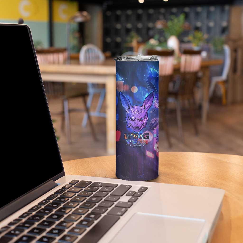 Touka Kirishima Tokyo Ghoul Skinny Tumbler Cyberpunk Neon Style with Crystal Wings Effect