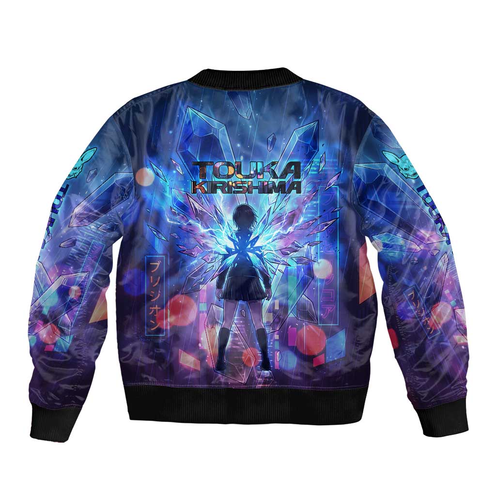 Touka Kirishima Tokyo Ghoul Sleeve Zip Bomber Jacket Cyberpunk Neon Style with Crystal Wings Effect