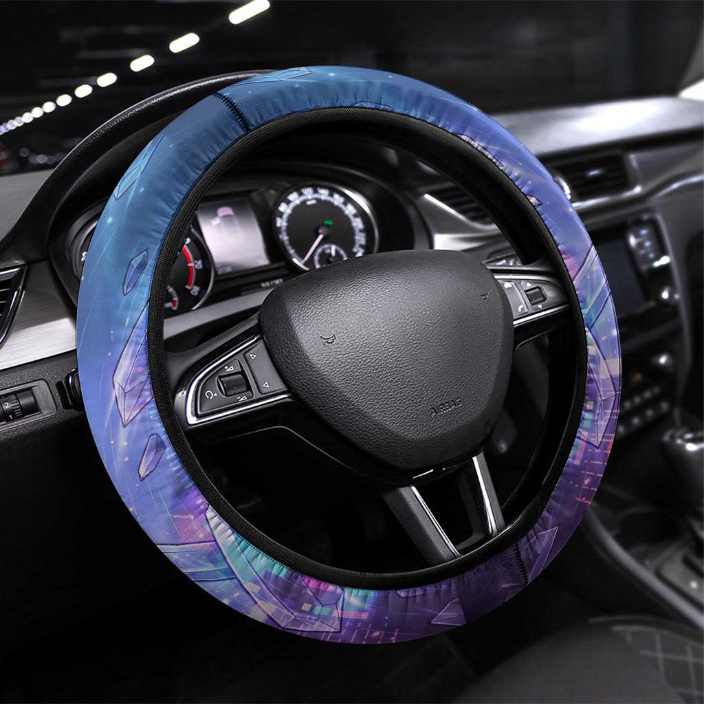 Touka Kirishima Tokyo Ghoul Steering Wheel Cover Cyberpunk Neon Style with Crystal Wings Effect