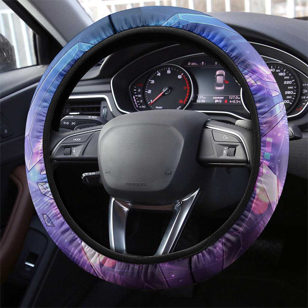 Touka Kirishima Tokyo Ghoul Steering Wheel Cover Cyberpunk Neon Style with Crystal Wings Effect