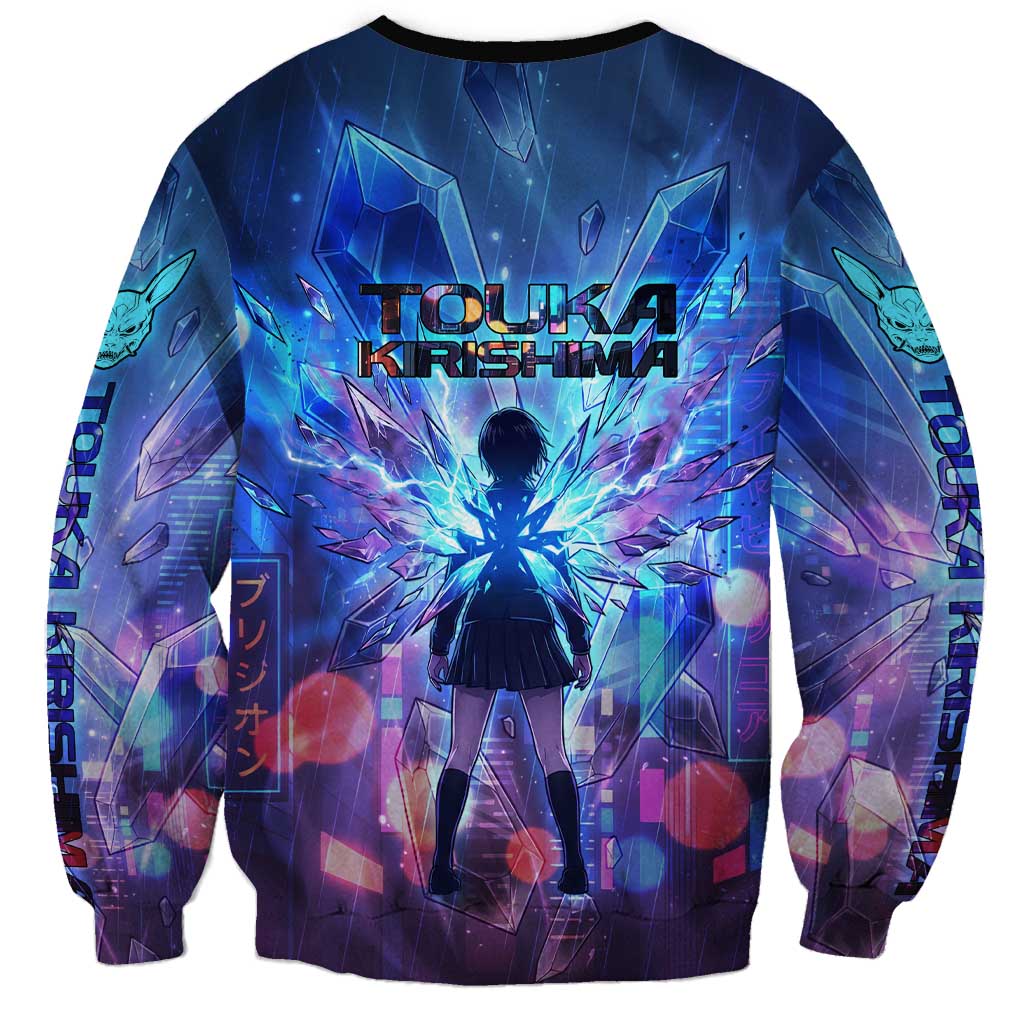 Touka Kirishima Tokyo Ghoul Sweatshirt Cyberpunk Neon Style with Crystal Wings Effect