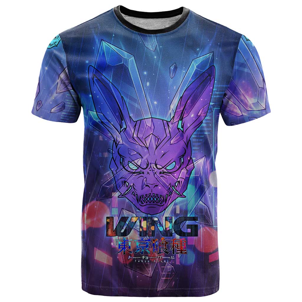Touka Kirishima Tokyo Ghoul T Shirt Cyberpunk Neon Style with Crystal Wings Effect