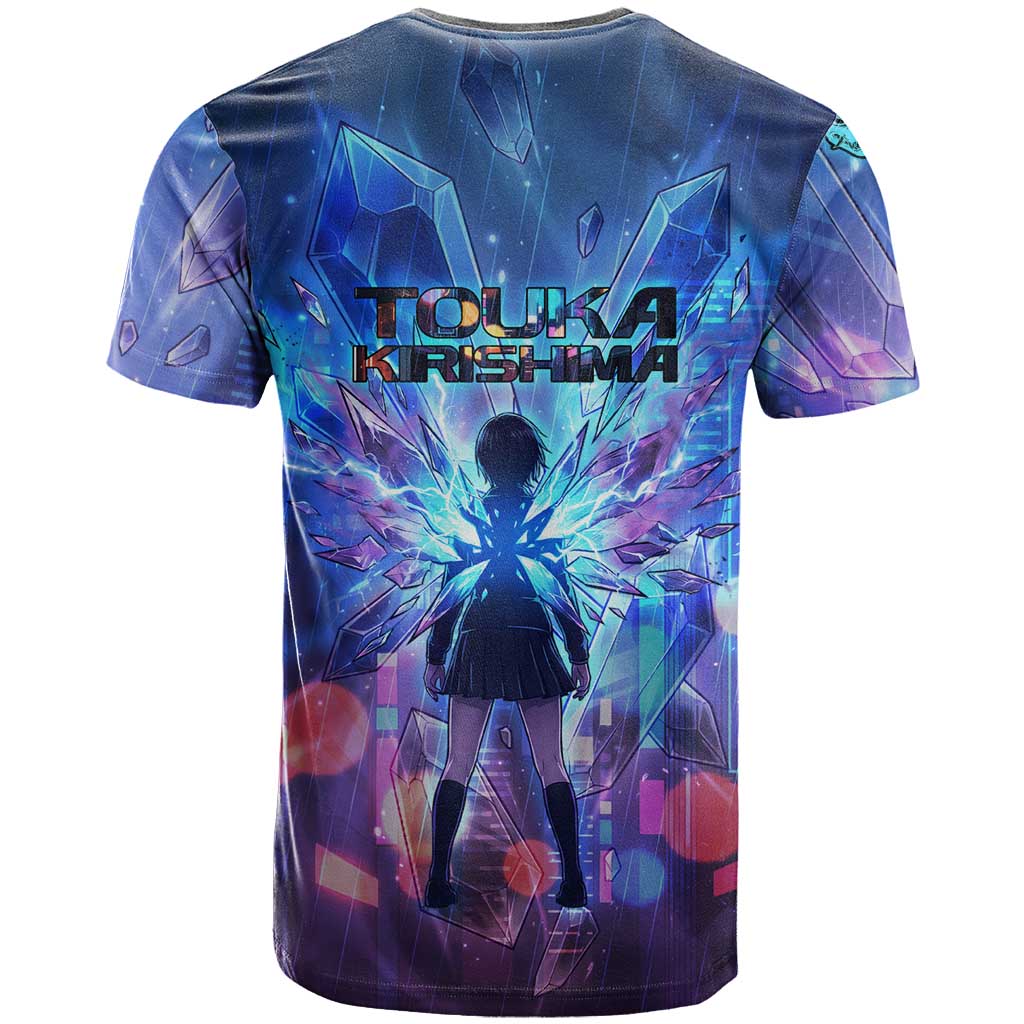 Touka Kirishima Tokyo Ghoul T Shirt Cyberpunk Neon Style with Crystal Wings Effect