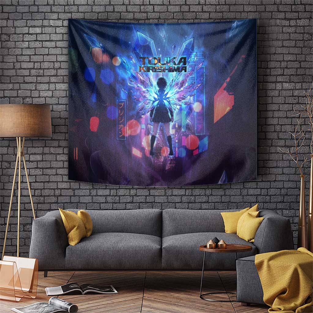 Touka Kirishima Tokyo Ghoul Tapestry Cyberpunk Neon Style with Crystal Wings Effect