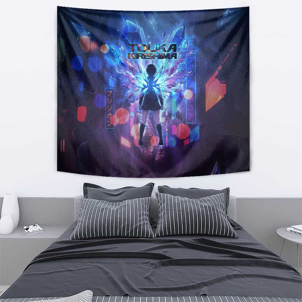 Touka Kirishima Tokyo Ghoul Tapestry Cyberpunk Neon Style with Crystal Wings Effect