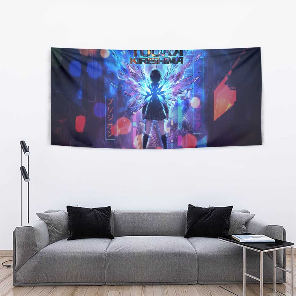 Touka Kirishima Tokyo Ghoul Tapestry Cyberpunk Neon Style with Crystal Wings Effect