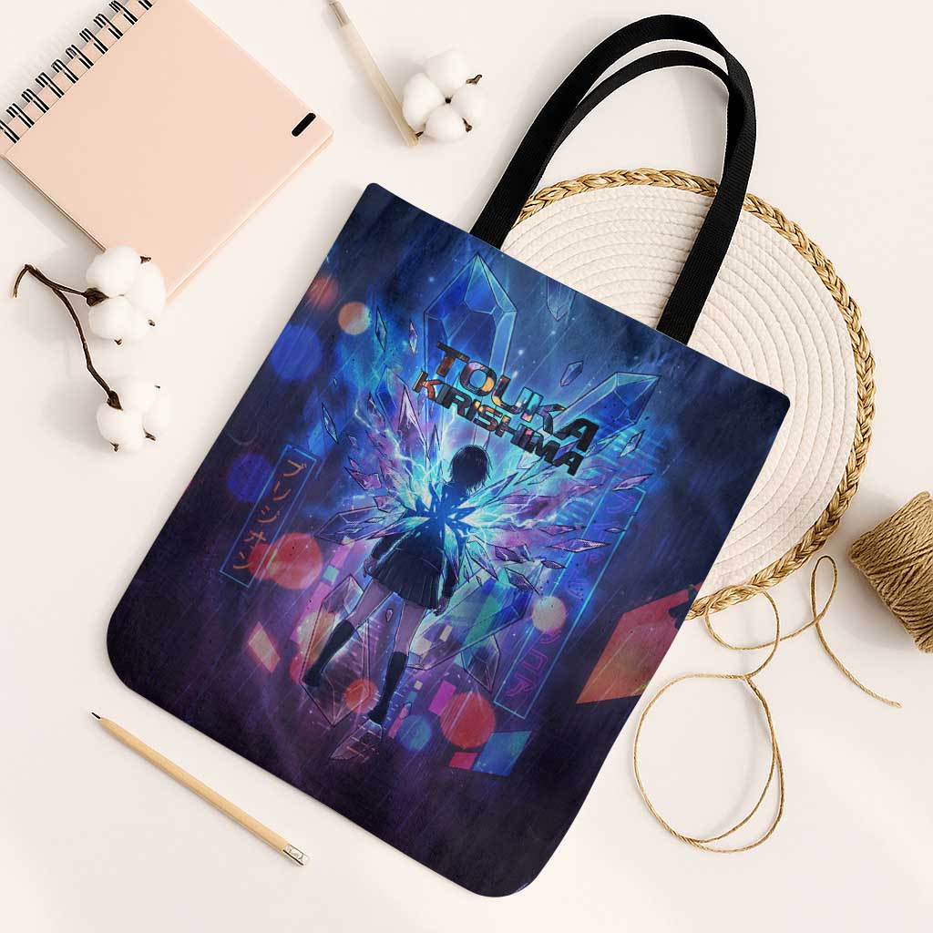 Touka Kirishima Tokyo Ghoul Tote Bag Cyberpunk Neon Style with Crystal Wings Effect