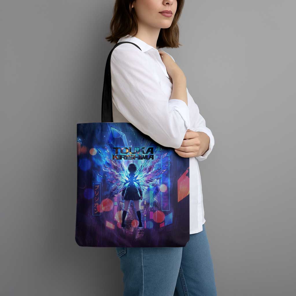 Touka Kirishima Tokyo Ghoul Tote Bag Cyberpunk Neon Style with Crystal Wings Effect