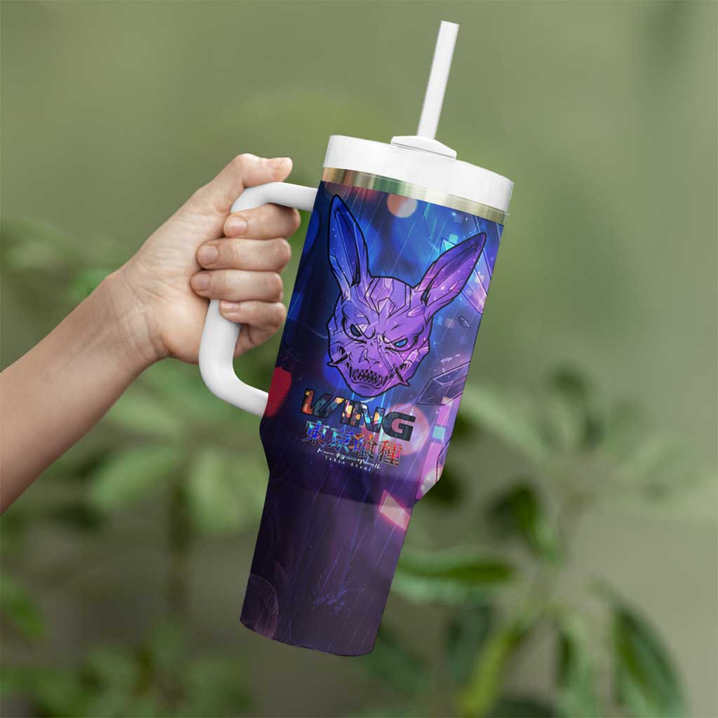 Touka Kirishima Tokyo Ghoul Tumbler With Handle Cyberpunk Neon Style with Crystal Wings Effect