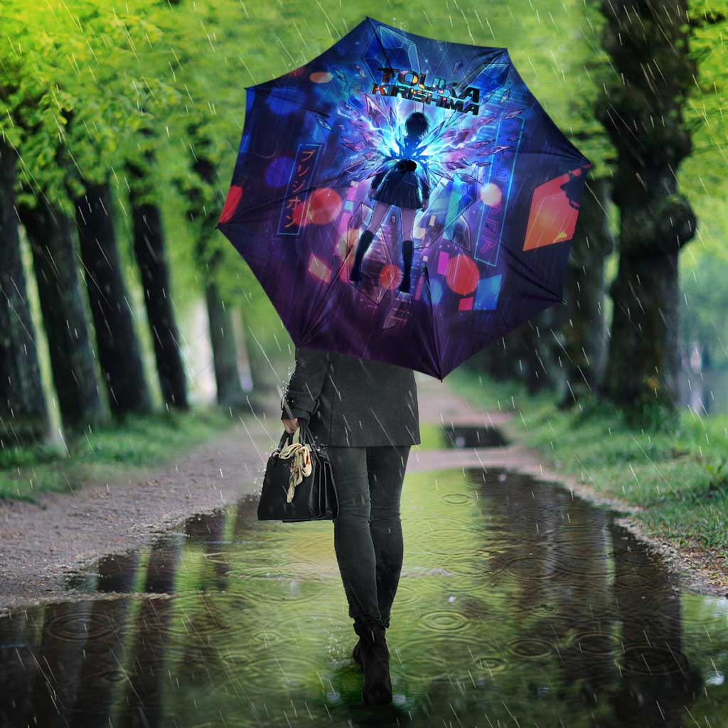 Touka Kirishima Tokyo Ghoul Umbrella Cyberpunk Neon Style with Crystal Wings Effect