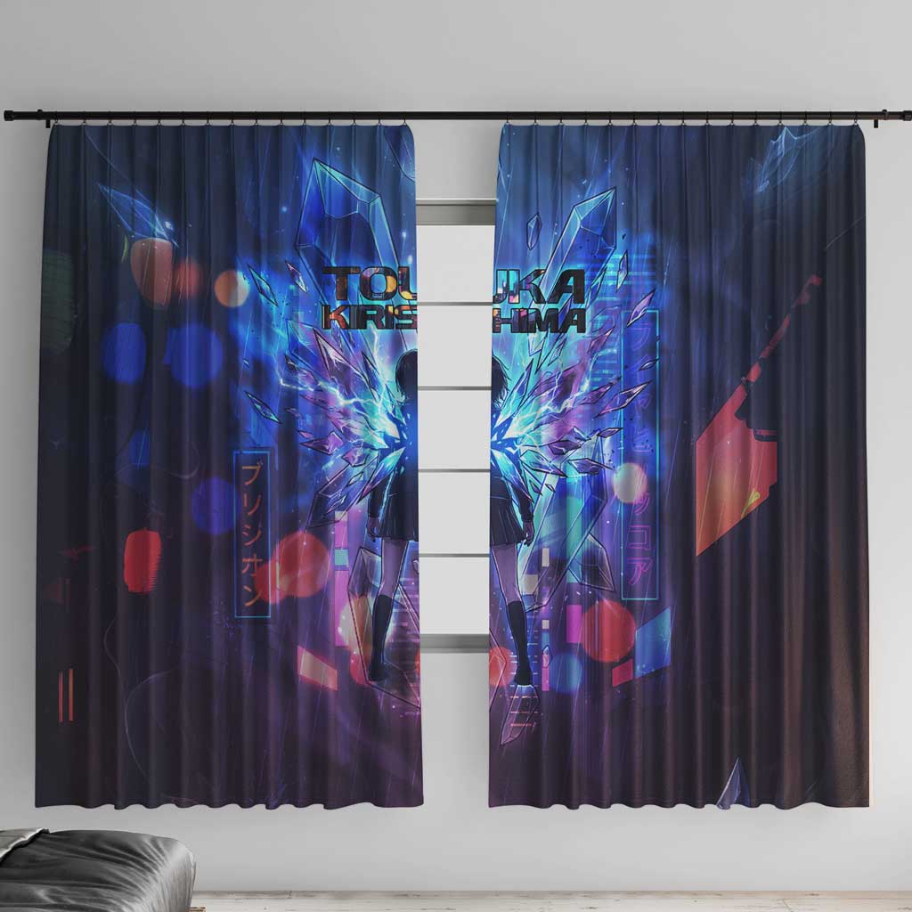 Touka Kirishima Tokyo Ghoul Window Curtain Cyberpunk Neon Style with Crystal Wings Effect