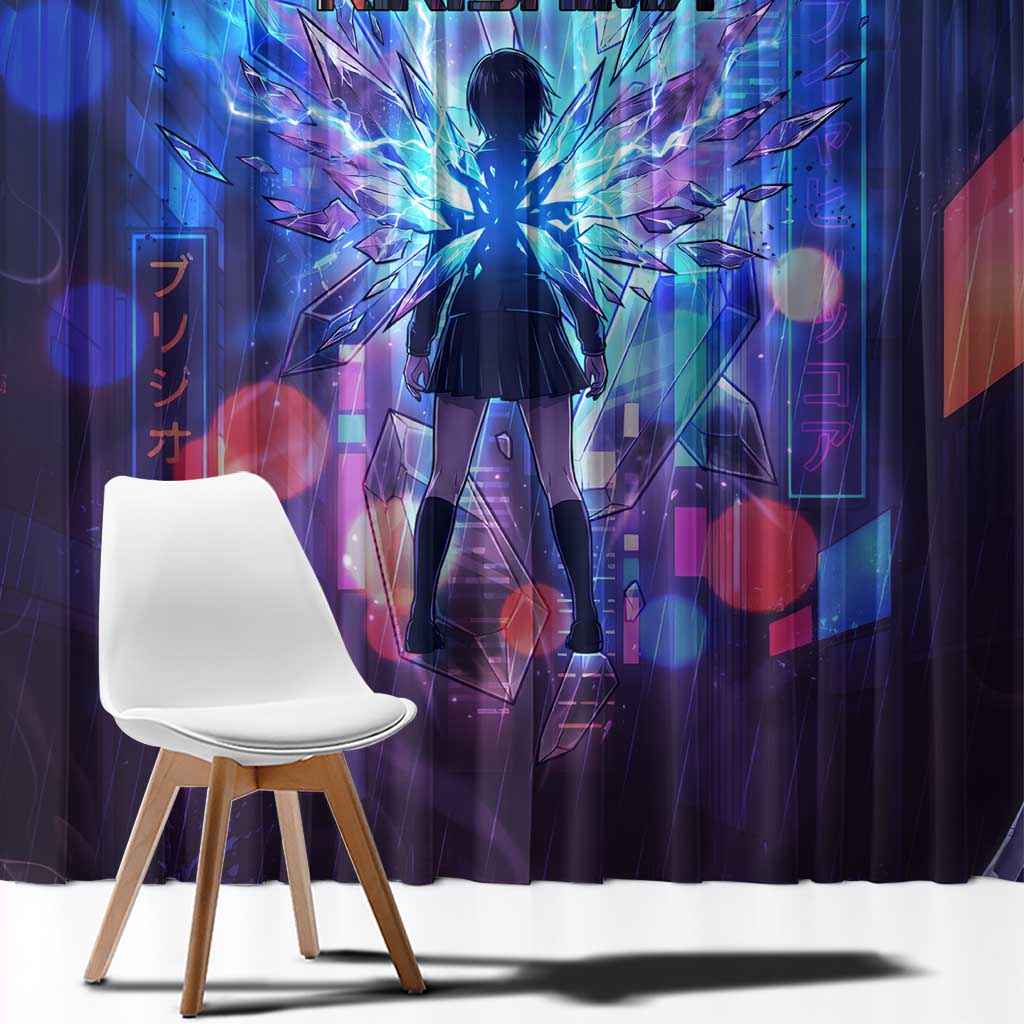 Touka Kirishima Tokyo Ghoul Window Curtain Cyberpunk Neon Style with Crystal Wings Effect