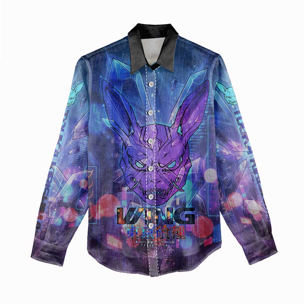 Touka Kirishima Tokyo Ghoul Women Casual Shirt Cyberpunk Neon Style with Crystal Wings Effect