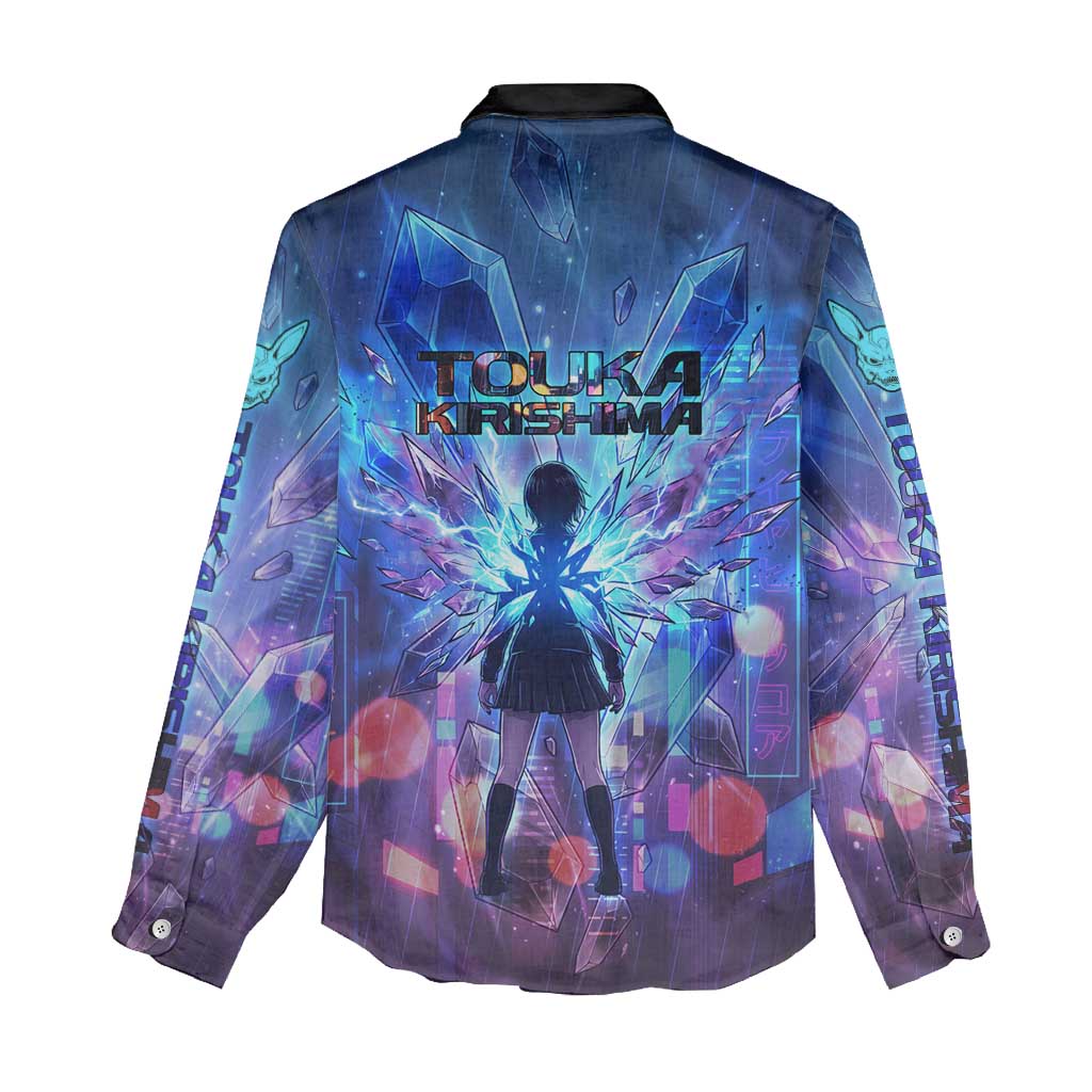 Touka Kirishima Tokyo Ghoul Women Casual Shirt Cyberpunk Neon Style with Crystal Wings Effect