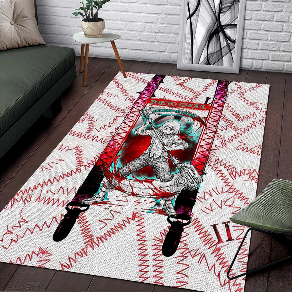 Juuzou Suzuya Tokyo Ghoul Area Rug Grunge Anime Style with Roman Numeral Motif