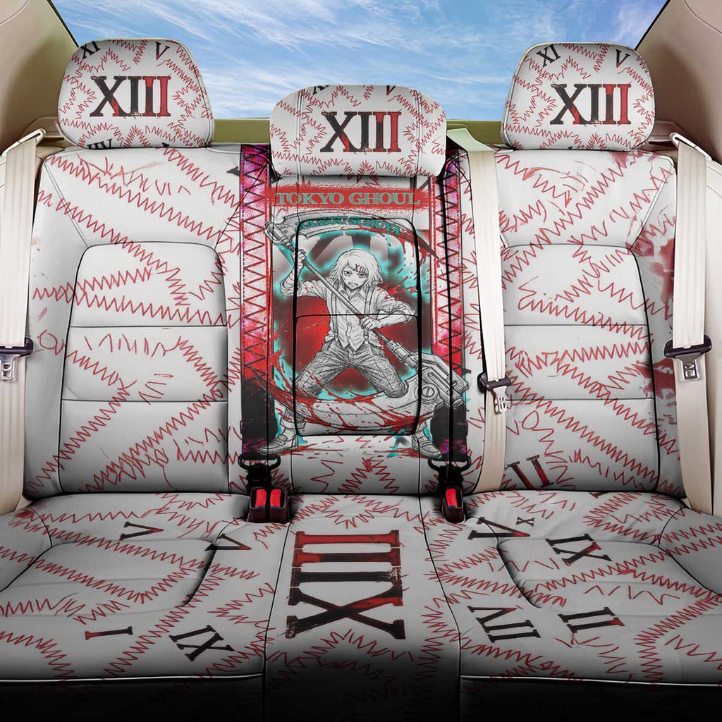 Juuzou Suzuya Tokyo Ghoul Back Car Seat Cover Grunge Anime Style with Roman Numeral Motif