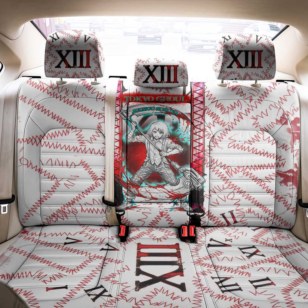 Juuzou Suzuya Tokyo Ghoul Back Car Seat Cover Grunge Anime Style with Roman Numeral Motif