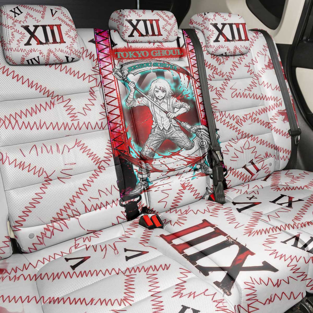 Juuzou Suzuya Tokyo Ghoul Back Car Seat Cover Grunge Anime Style with Roman Numeral Motif