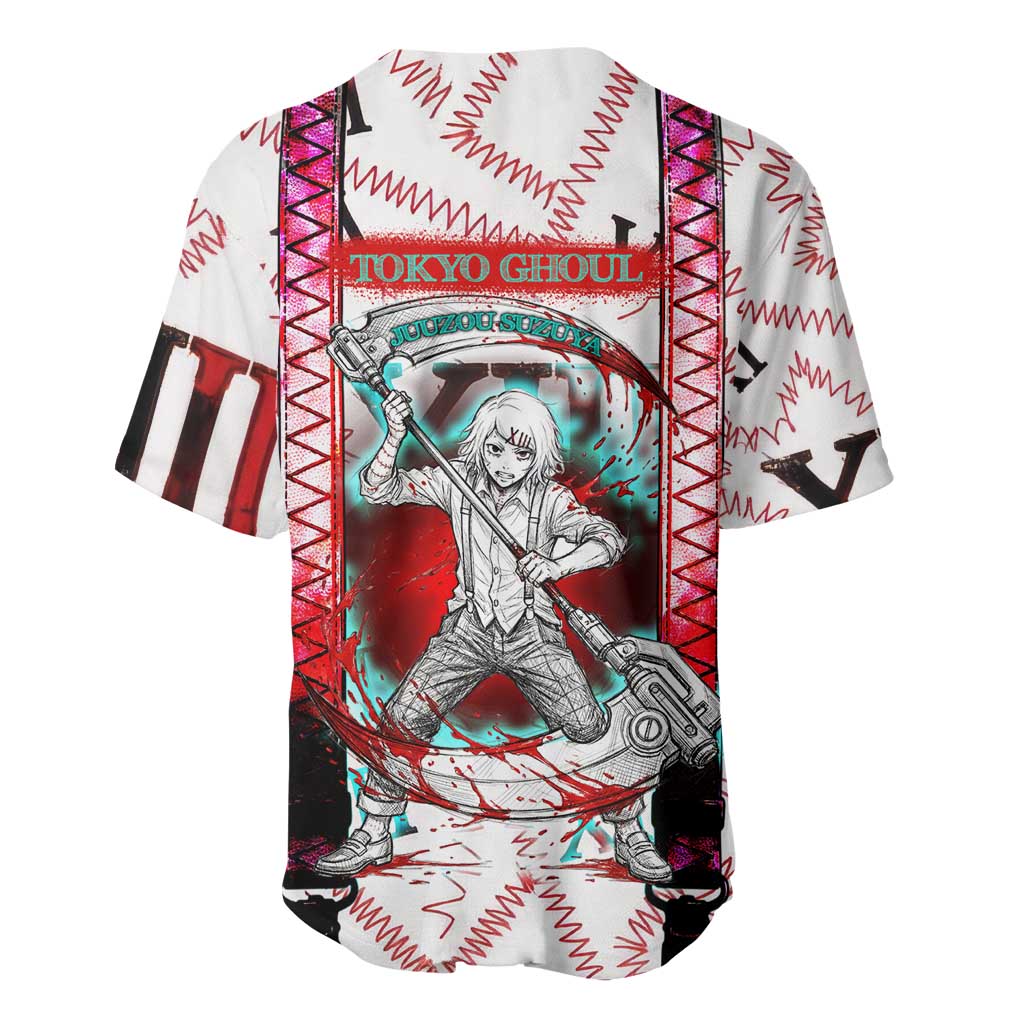 Juuzou Suzuya Tokyo Ghoul Baseball Jersey Grunge Anime Style with Roman Numeral Motif