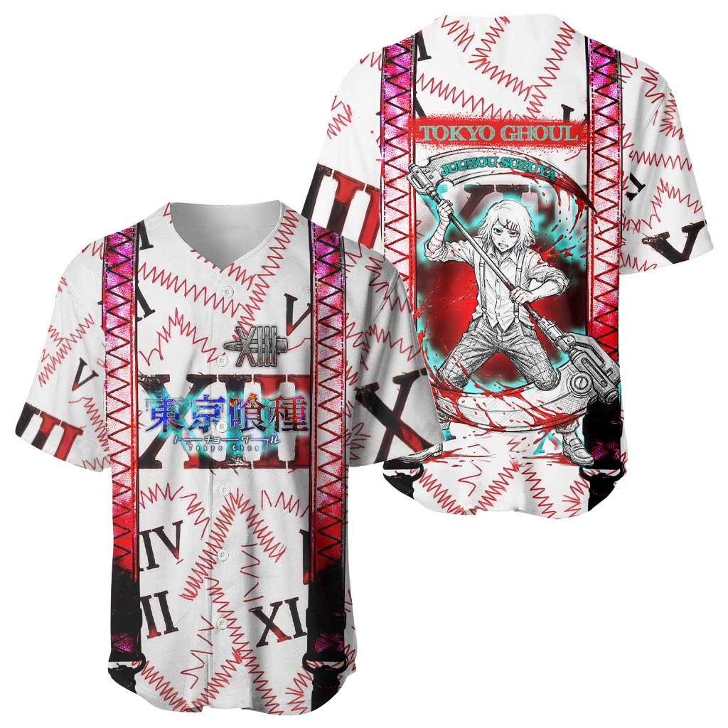 Juuzou Suzuya Tokyo Ghoul Baseball Jersey Grunge Anime Style with Roman Numeral Motif