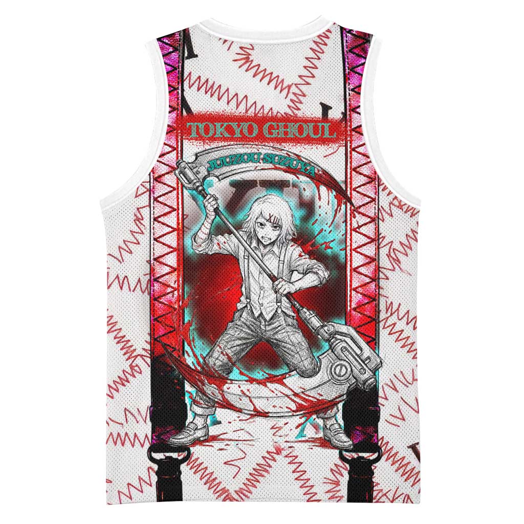 Juuzou Suzuya Tokyo Ghoul Basketball Jersey Grunge Anime Style with Roman Numeral Motif