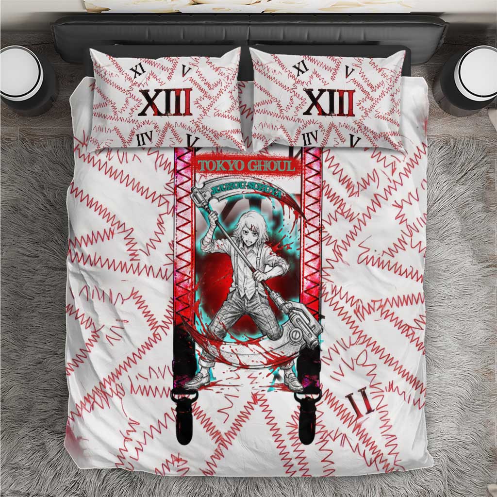 Juuzou Suzuya Tokyo Ghoul Bedding Set Grunge Anime Style with Roman Numeral Motif
