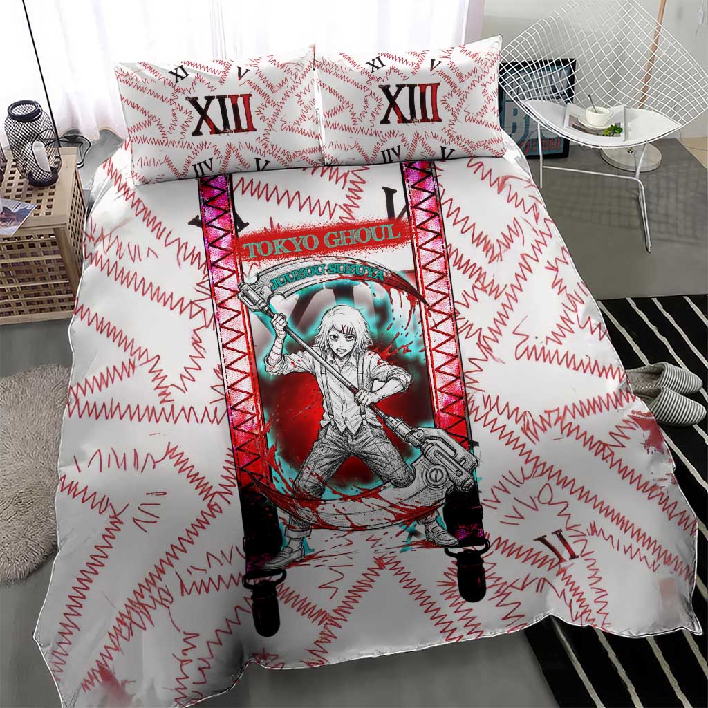 Juuzou Suzuya Tokyo Ghoul Bedding Set Grunge Anime Style with Roman Numeral Motif