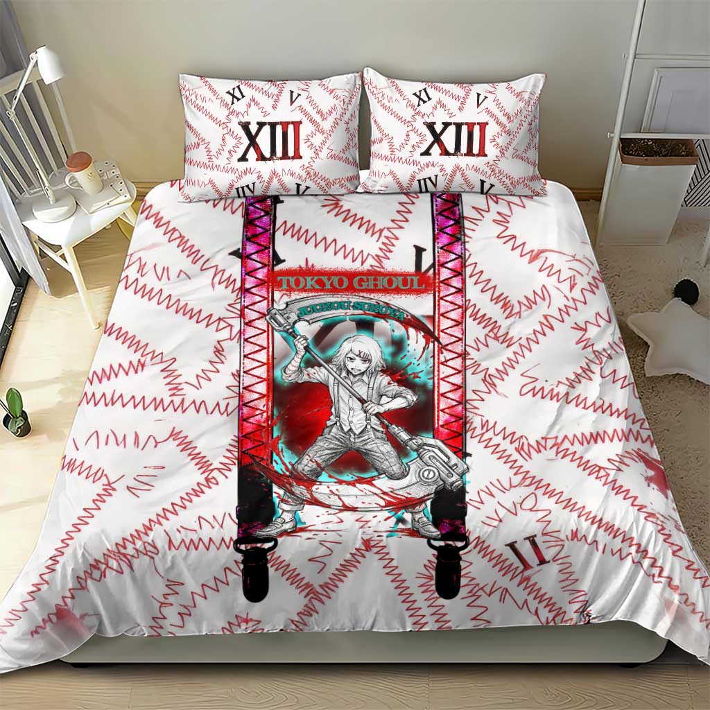 Juuzou Suzuya Tokyo Ghoul Bedding Set Grunge Anime Style with Roman Numeral Motif