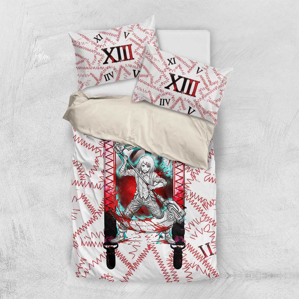 Juuzou Suzuya Tokyo Ghoul Bedding Set Grunge Anime Style with Roman Numeral Motif