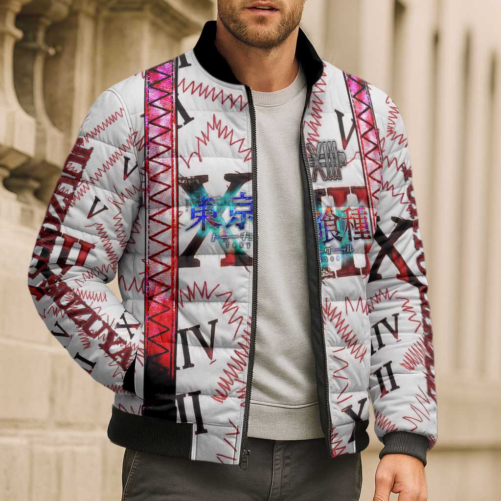 Juuzou Suzuya Tokyo Ghoul Bomber Puffer Jacket Grunge Anime Style with Roman Numeral Motif