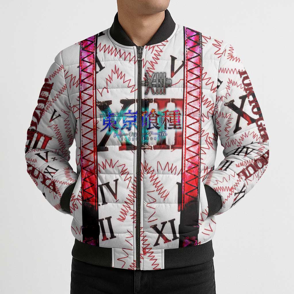 Juuzou Suzuya Tokyo Ghoul Bomber Puffer Jacket Grunge Anime Style with Roman Numeral Motif