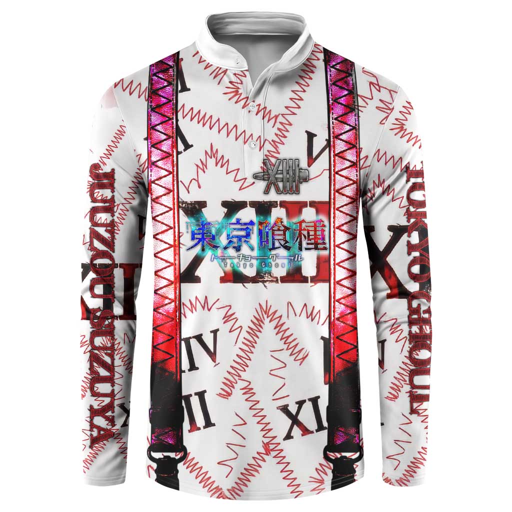 Juuzou Suzuya Tokyo Ghoul Button Sweatshirt Grunge Anime Style with Roman Numeral Motif