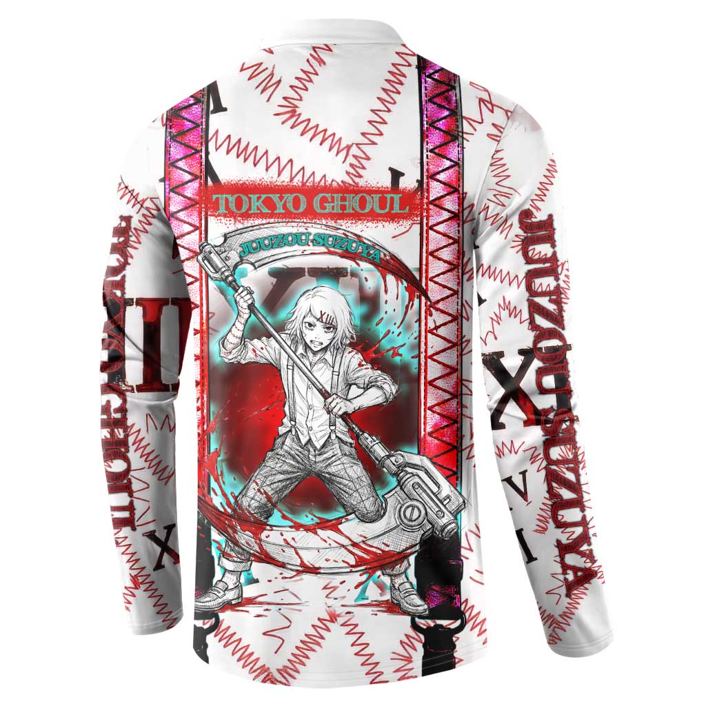 Juuzou Suzuya Tokyo Ghoul Button Sweatshirt Grunge Anime Style with Roman Numeral Motif