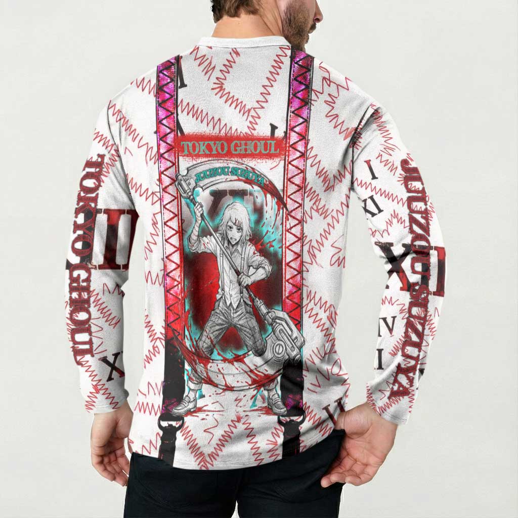 Juuzou Suzuya Tokyo Ghoul Button Sweatshirt Grunge Anime Style with Roman Numeral Motif