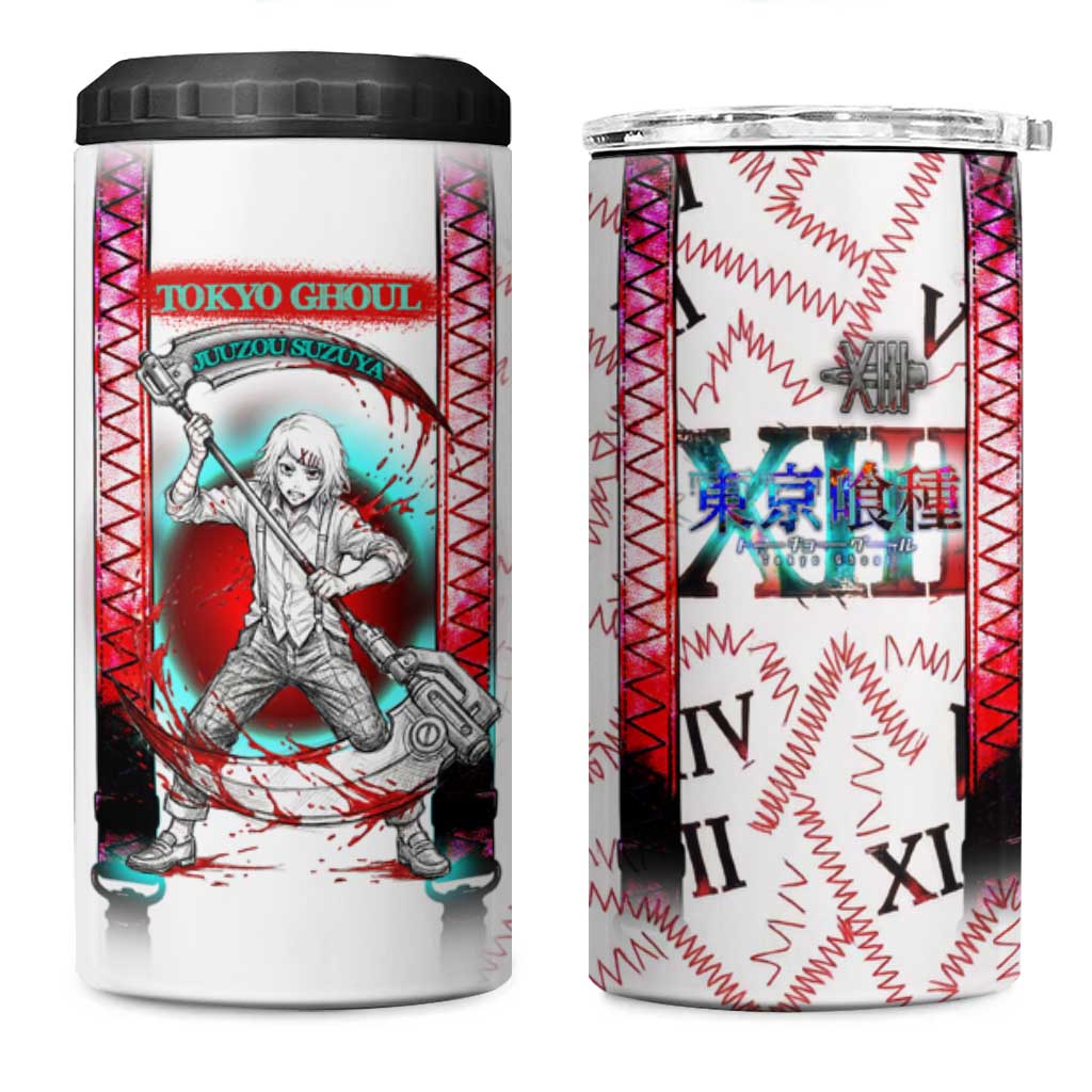 Juuzou Suzuya Tokyo Ghoul 4 in 1 Can Cooler Tumbler Grunge Anime Style with Roman Numeral Motif