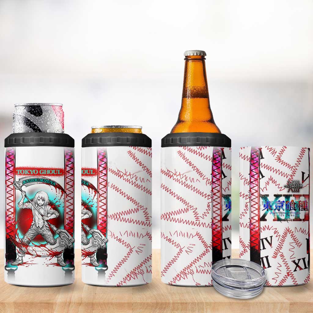 Juuzou Suzuya Tokyo Ghoul 4 in 1 Can Cooler Tumbler Grunge Anime Style with Roman Numeral Motif