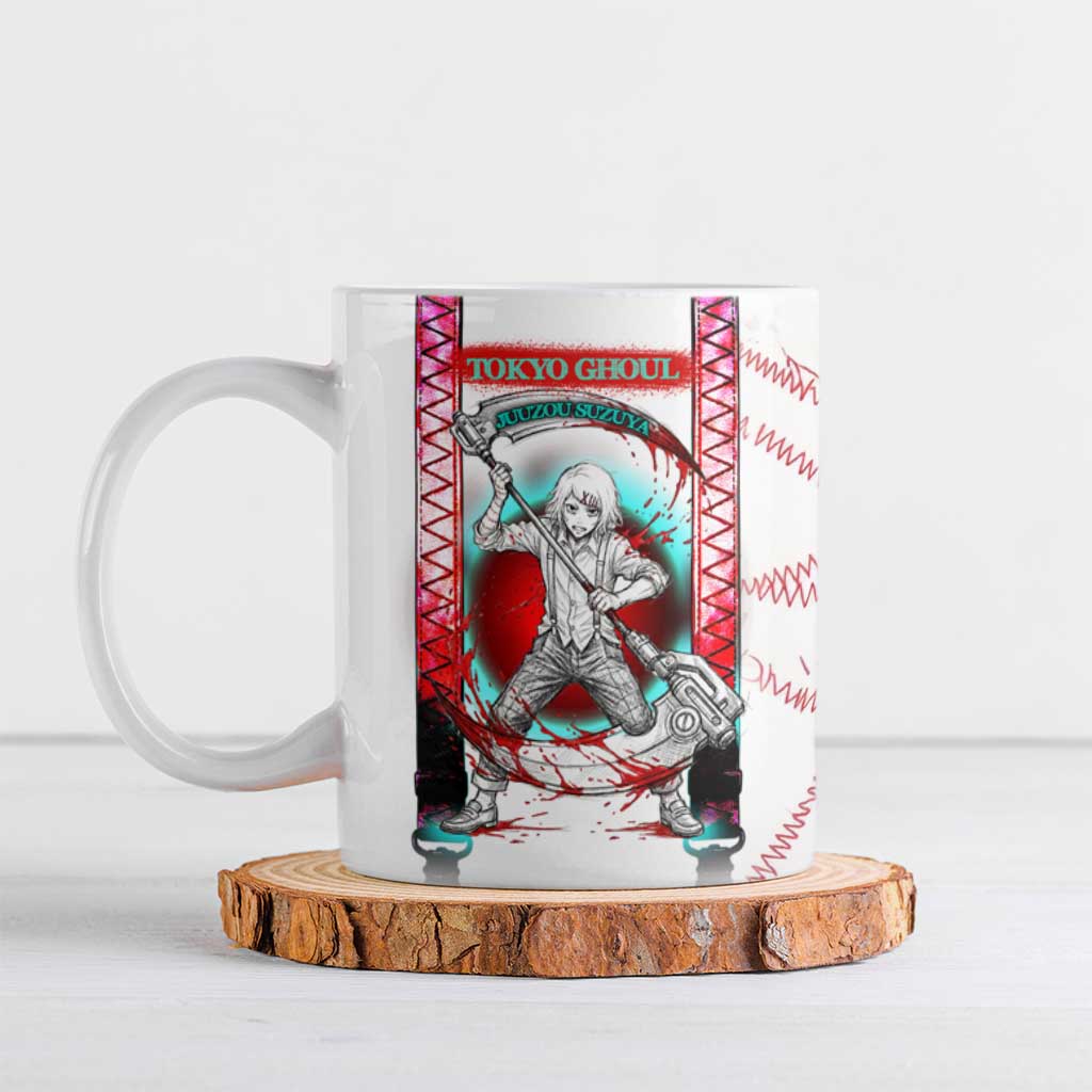 Juuzou Suzuya Tokyo Ghoul Ceramic Mug Grunge Anime Style with Roman Numeral Motif