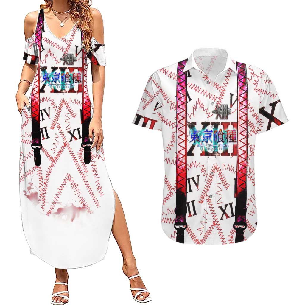 Juuzou Suzuya Tokyo Ghoul Couples Matching Summer Maxi Dress and Hawaiian Shirt Grunge Anime Style with Roman Numeral Motif