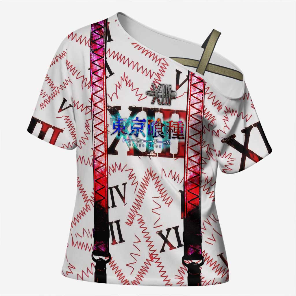 Juuzou Suzuya Tokyo Ghoul Cross Shoulder Shirt Grunge Anime Style with Roman Numeral Motif