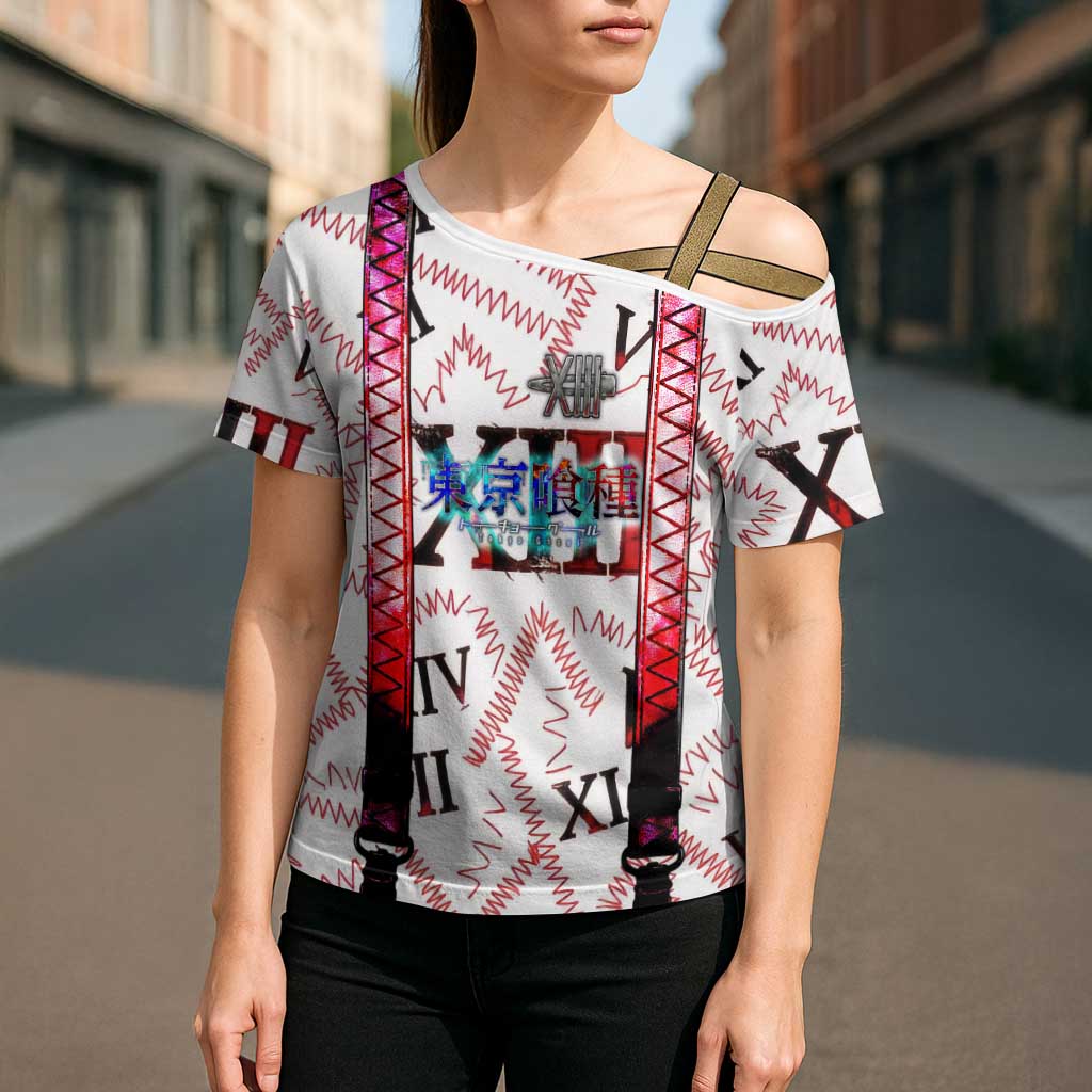 Juuzou Suzuya Tokyo Ghoul Cross Shoulder Shirt Grunge Anime Style with Roman Numeral Motif