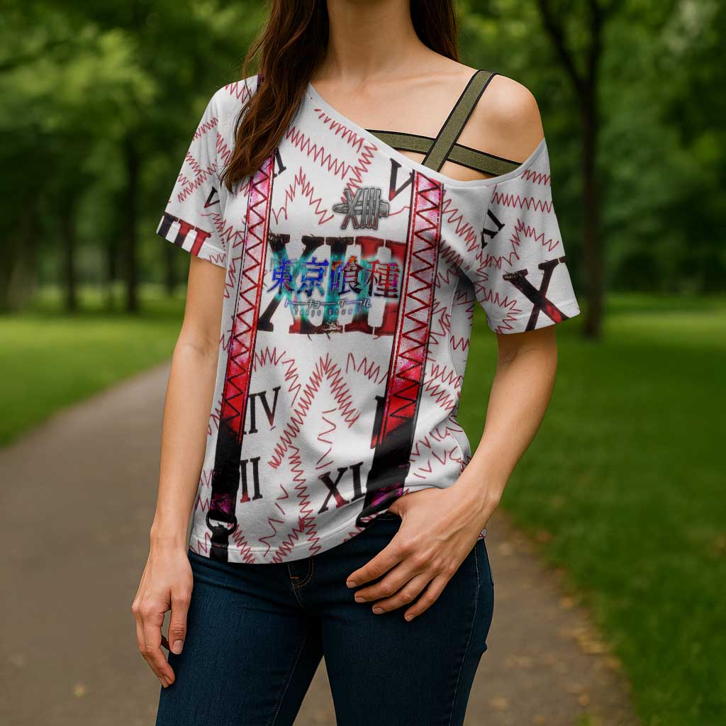 Juuzou Suzuya Tokyo Ghoul Cross Shoulder Shirt Grunge Anime Style with Roman Numeral Motif