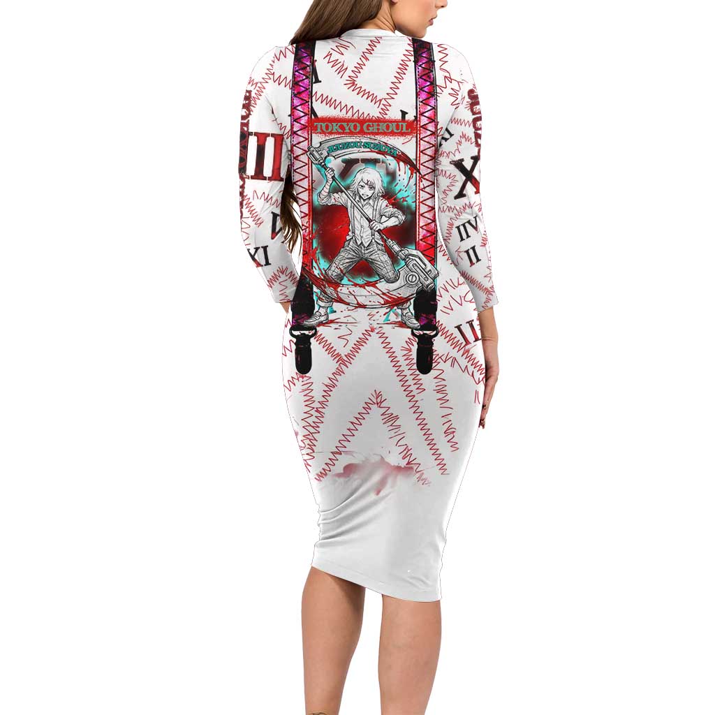Juuzou Suzuya Tokyo Ghoul Family Matching Long Sleeve Bodycon Dress and Hawaiian Shirt Grunge Anime Style with Roman Numeral Motif