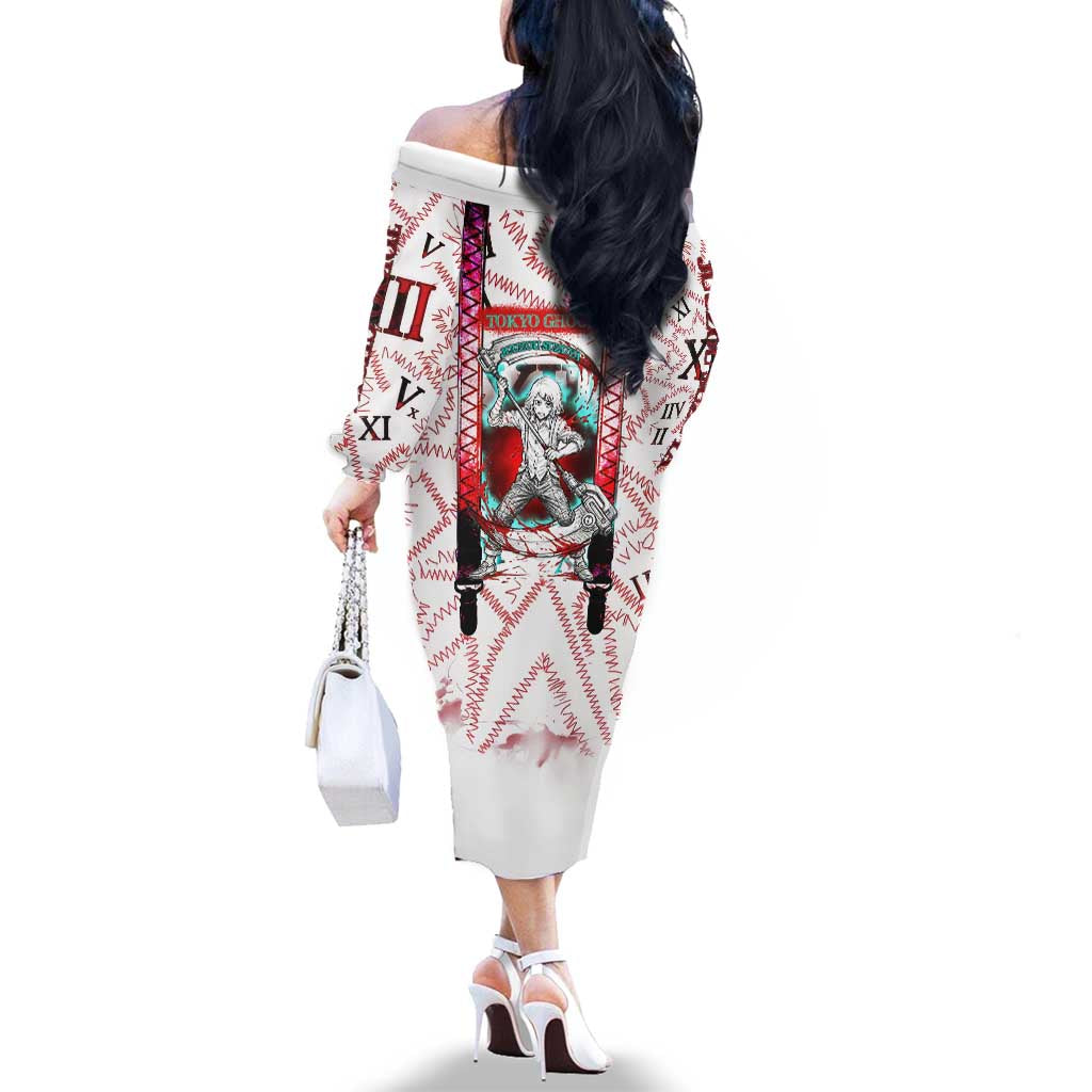 Juuzou Suzuya Tokyo Ghoul Family Matching Off The Shoulder Long Sleeve Dress and Hawaiian Shirt Grunge Anime Style with Roman Numeral Motif