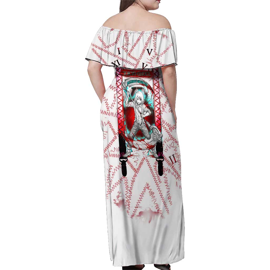 Juuzou Suzuya Tokyo Ghoul Family Matching Off Shoulder Maxi Dress and Hawaiian Shirt Grunge Anime Style with Roman Numeral Motif